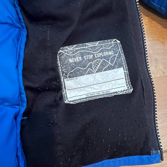 The North Face Boys Blue 550 Fill Goose Down Zip Up Jacket Coat Puffer LG 14/16 - Picture 4 of 8